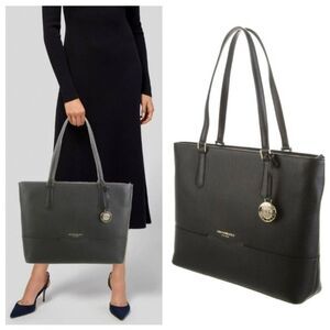 Bruno Magli Black Pebbled Leather Tote Bag